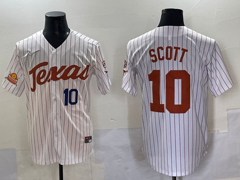 Men Texas Longhorns #10 Scott White stripe Nike joint Name NCAA 2025 Jersey style 4